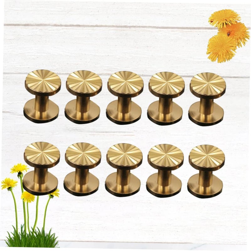DOITOOL 10pcs Sunflower Brass Screws Flat Fasteners Screwback Studs for Crafts Rivets for Belt Harness - Image 3