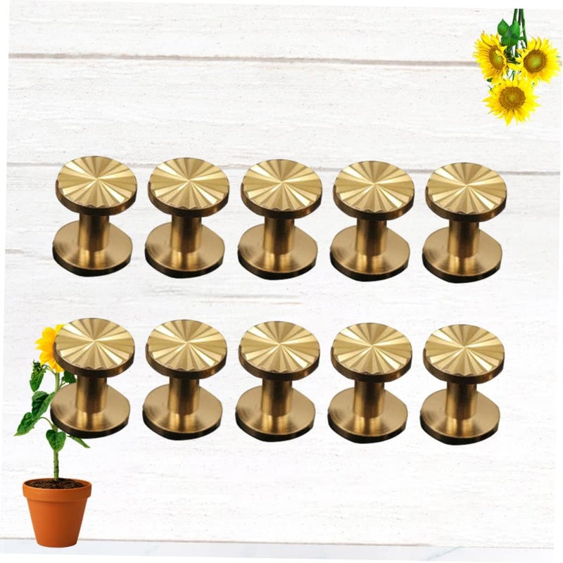 DOITOOL 10pcs Sunflower Brass Screws Flat Fasteners Screwback Studs for Crafts Rivets for Belt Harness - Image 5