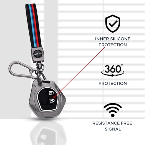 KEYCEPT Metal Key Cover for Suzuki Swift, Dzire, Ertiga, Baleno, Grand Vitara, Celerio, WagonR, Brezza, Scross, Fronx, Jimny, Ignis 2 Button Remote Key Cover with Keychain (Long Keychain) - Image 5