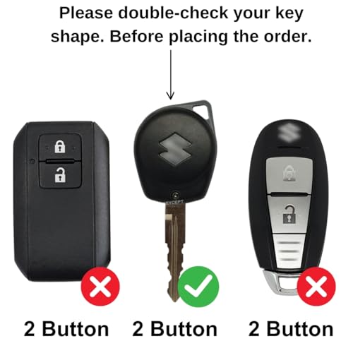 KEYCEPT Metal Key Cover for Suzuki Swift, Dzire, Ertiga, Baleno, Grand Vitara, Celerio, WagonR, Brezza, Scross, Fronx, Jimny, Ignis 2 Button Remote Key Cover with Keychain (Long Keychain) - Image 2