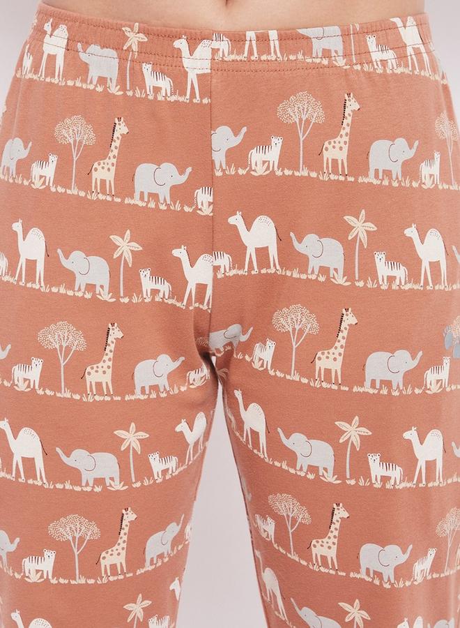 Take Two Cotton Printed T-Shirt and Pyjama Set By Lazzycat - Image 5