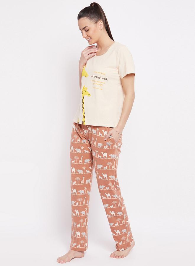 Take Two Cotton Printed T-Shirt and Pyjama Set By Lazzycat - Image 2