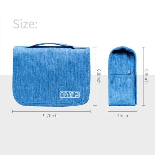 Lcsmaokin Large Capacity Toiletry Bag Travel Bag with Hanging Hook for Men and Women Waterproof Travel Cosmetic Bag Bathroom Storage Bag for Brushes Set, Full-Sized Shampoo, Toiletries, (Sky Blue) - Image 4