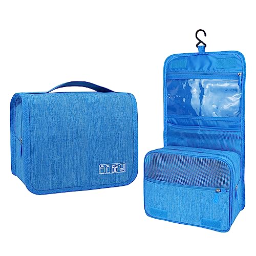 Lcsmaokin Large Capacity Toiletry Bag Travel Bag with Hanging Hook for Men and Women Waterproof Travel Cosmetic Bag Bathroom Storage Bag for Brushes Set, Full-Sized Shampoo, Toiletries, (Sky Blue) - Image 1