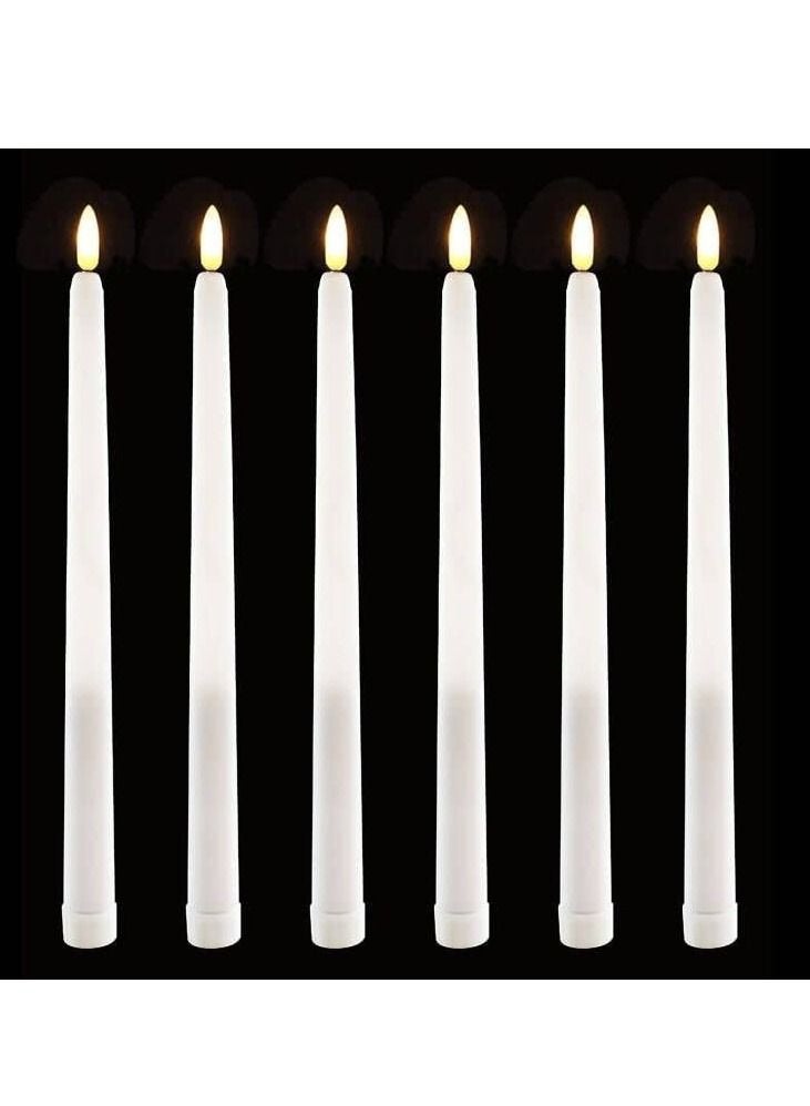 كابتن تيك LED Taper Candles with Remote, 6 Pcs 28cm Long LED Flameless Flickering Window Candles Battery Operated White Candle for for Home, Restaurant, Wedding - Image 1