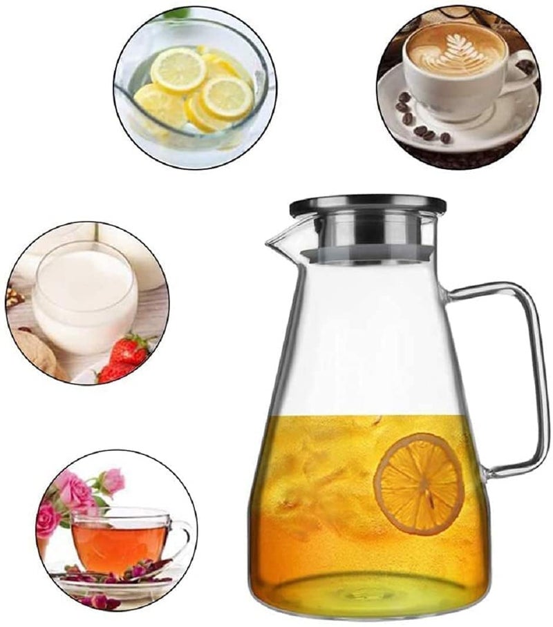 KAHAAN Glass Jug for Water with Lid Borosil Glass Jug for Kitchen Storage Hot and Cold Water Juice Tea Milk Coffee with Handle Transparent 18 Liter 1 PC Clear - Image 4