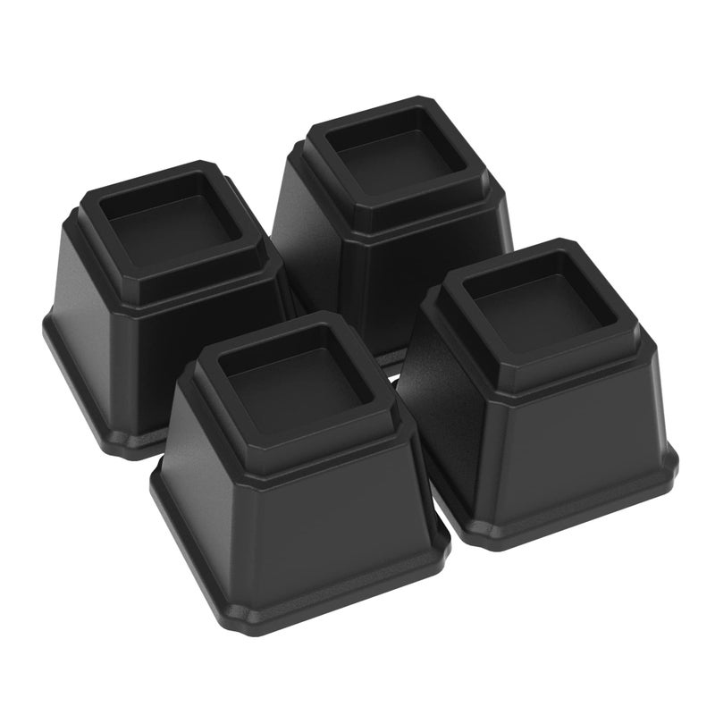 Napnapday Napnapday Bed Risers 4 Inch Heavy Duty 4 Pack Bed Furniture Elevators 1500 lbs Lifts Up Riser for Sofa and Table Black 
