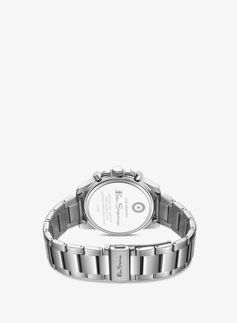 Ben Sherman Oxford Silver Dial Stainless Steel Bracelet Chronograph Watch for Men, 44mm - Image 3