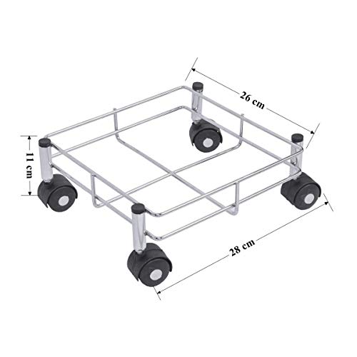 Plantex Stainless Steel Square Dabba Trolley/Kitchen Storage Organizer with Wheels/Oil Container Stand for Easy Movement - Image 2