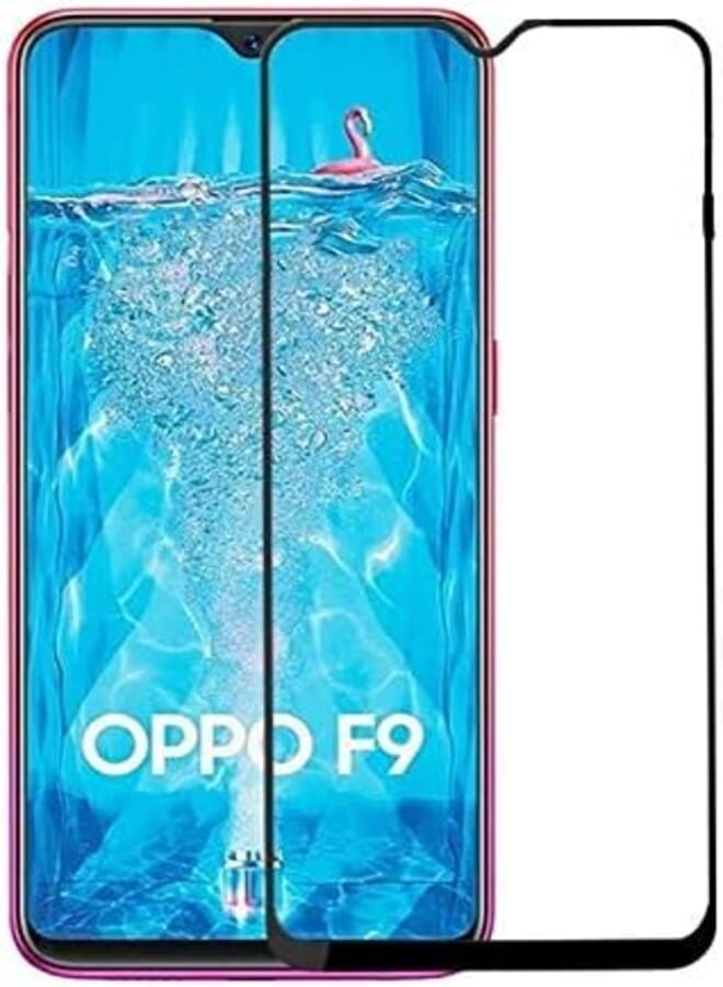OR Generic OPPO F9 Full Glue 5D Glass Screen Protector (Full Coverage - Full Glue), Black