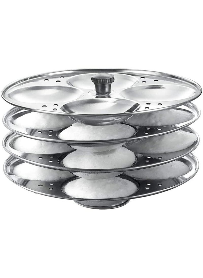 Traditional Stainless Steel Idli Maker – 4-Tier Idli Stand for Stovetop Cooking | 16 Idli Capacity | Durable Kitchenware for Soft & Fluffy Idlis  - Image 1