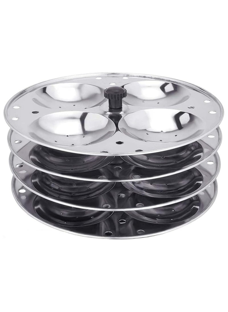 Traditional Stainless Steel Idli Maker – 4-Tier Idli Stand for Stovetop Cooking | 16 Idli Capacity | Durable Kitchenware for Soft & Fluffy Idlis  - Image 2