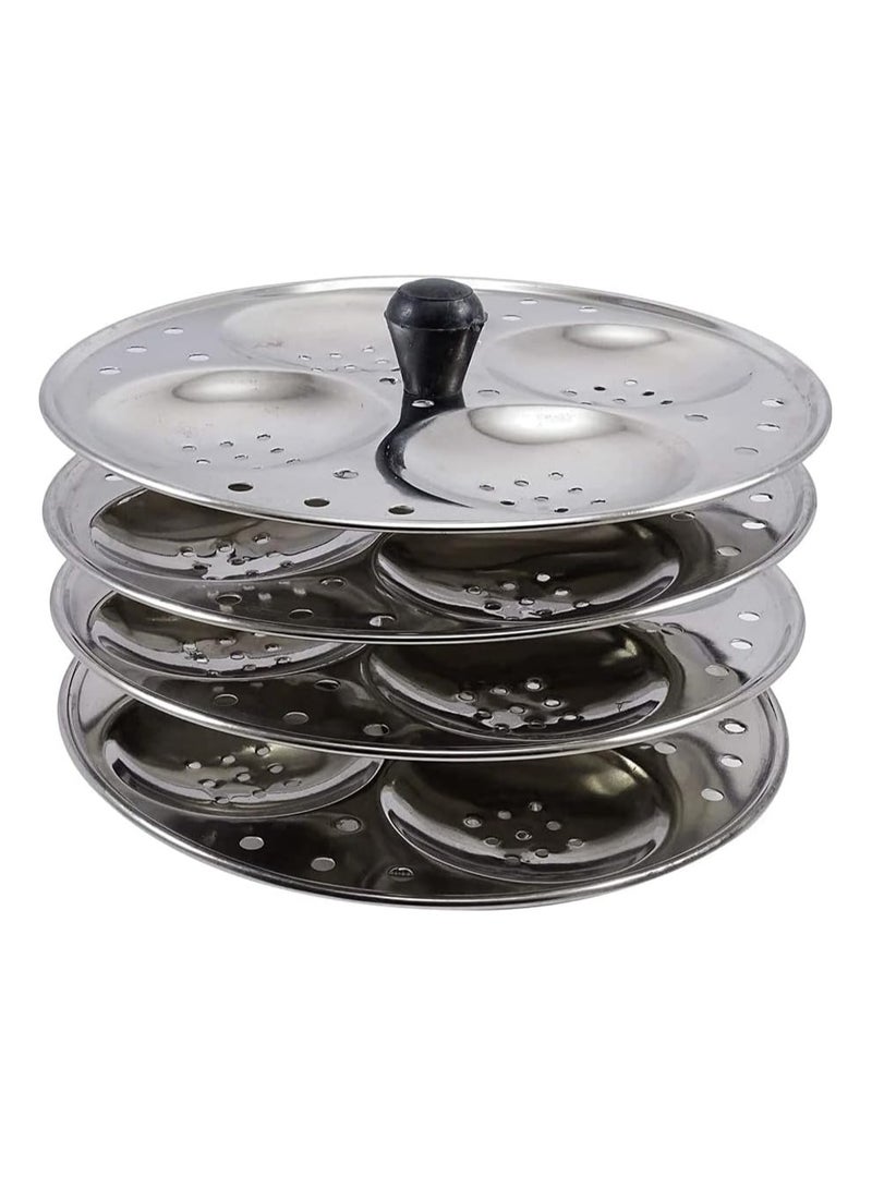 Traditional Stainless Steel Idli Maker – 4-Tier Idli Stand for Stovetop Cooking | 16 Idli Capacity | Durable Kitchenware for Soft & Fluffy Idlis  - Image 3