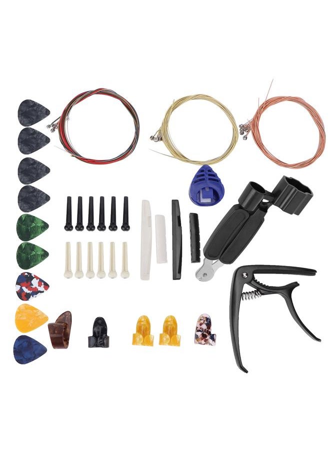 Guitar String Replacement Kit Accessory Set Changing Tool Pack Pick Holder Bridge Pin