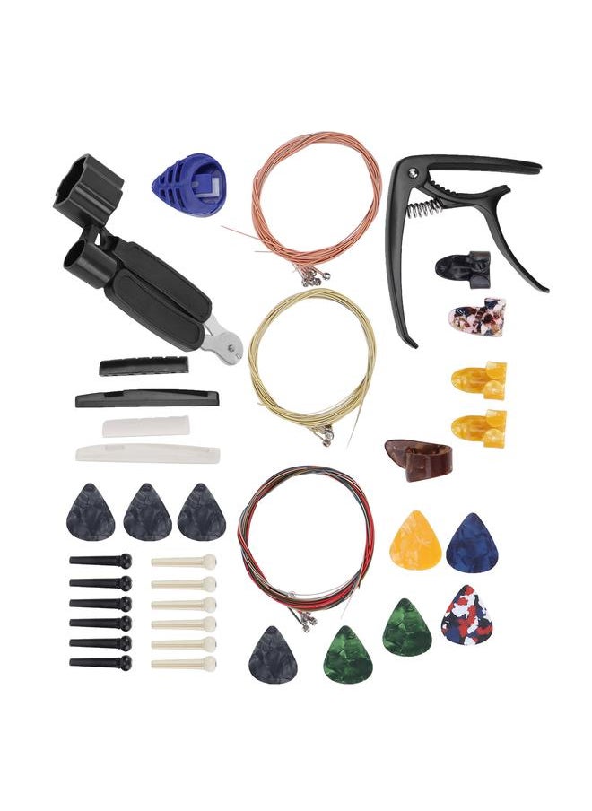 Guitar String Replacement Kit Accessory Set Changing Tool Pack Pick Holder Bridge Pin