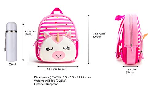 KK CRAFTS Preschool Backpack Toddler Neoprene Animal Schoolbag Lunch backpack for Kids Boys Girls(Unicorn) - Image 3