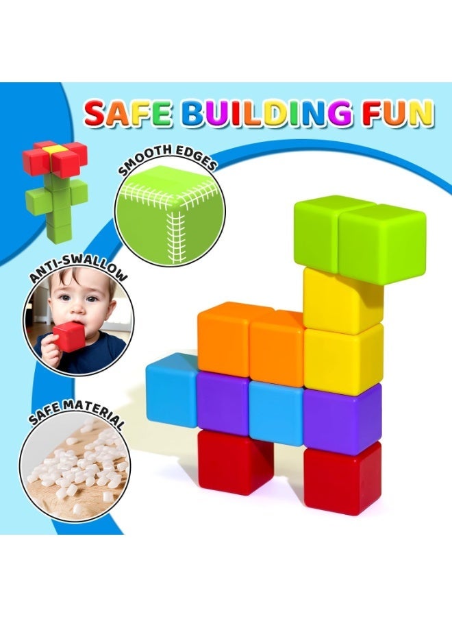 Mumfactory Baby Toddler Montessori Toys for Boys & Girls Age 1 2 3 Years, Magnetic Building Blocks Large, Stacking Sorting Toys (3.6CM -12 pcs) - Image 2