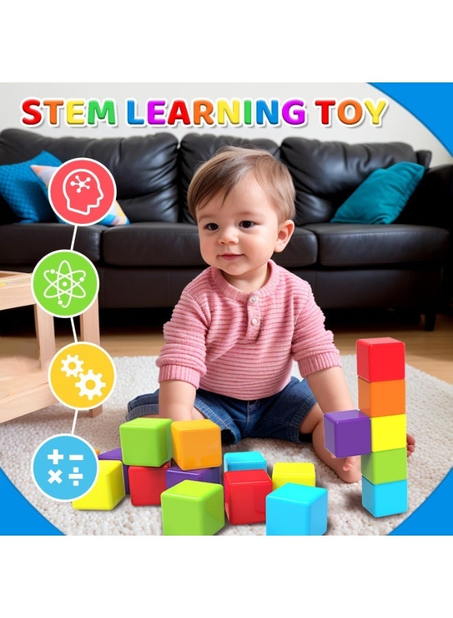 Mumfactory Baby Toddler Montessori Toys for Boys & Girls Age 1 2 3 Years, Magnetic Building Blocks Large, Stacking Sorting Toys (3.6CM -12 pcs) - Image 5