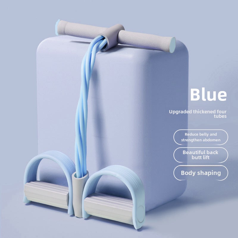 Small Multifunctional Pedal Puller Sit-Up Assistive Device Home Slim Belly Yoga Pedal Pull Rope Wholesale(Standard Model-blue [basic four tubes]]) - Image 1