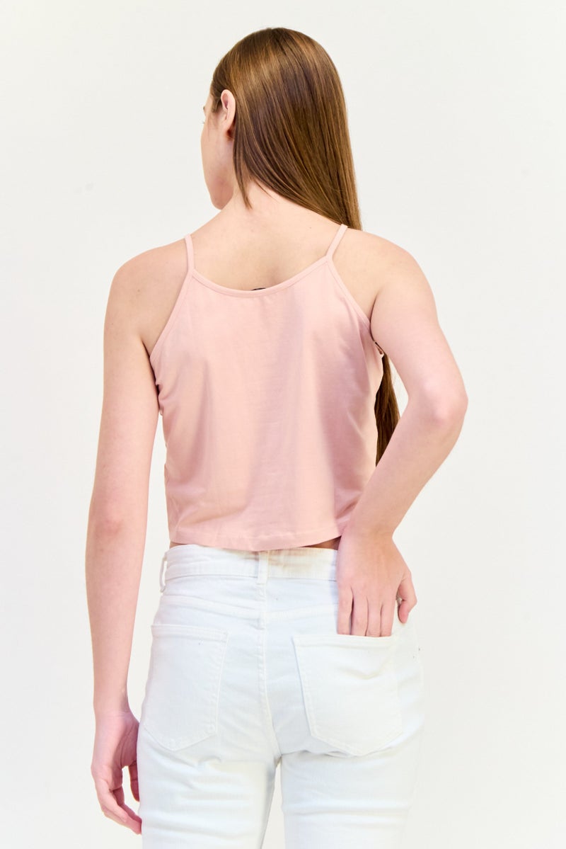 ONLY Women U-Neck Sleeveless Brand Logo Tank Top, Rose Gold - Image 3