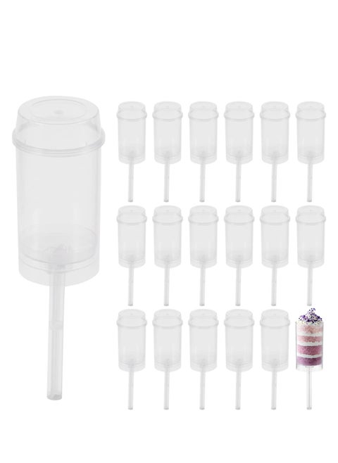 SYOSI 20Pcs Cake Pop Shooter, Plastic Stand, Clear Holders Push Ice Cream Containers with Lids Base and Sticks for Bakery Shop Baking Molding