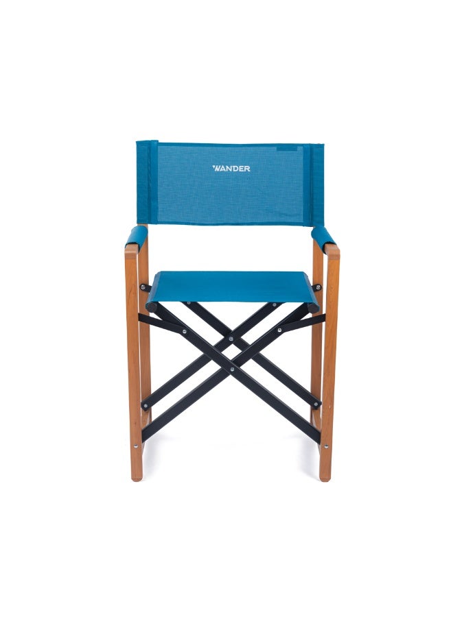واندر كرسي تخييم أزرق قابل للطي مع مساند ذراع - 120 كجم - Image 1