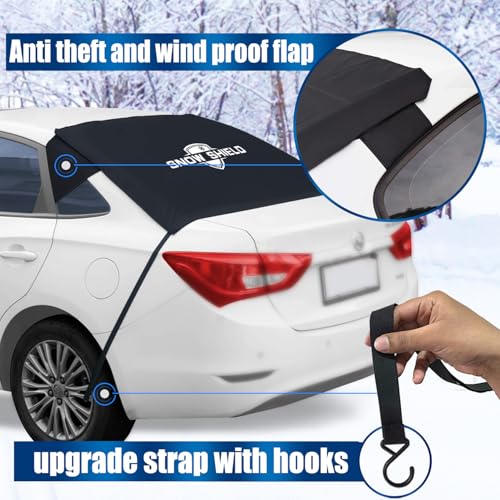 IC ICLOVER Rear Snow Cover, 600D Heavy Duty All Weather Back Window Shade, Full Protection from Snow, Ice & Frost, Winter Cover with Flaps and 4 Magnets, Fit Most Cars and Sedans - Image 5
