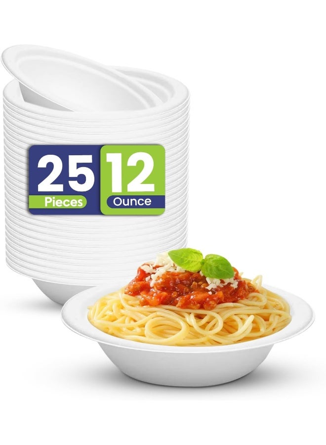SNH Packing 25 Pieces 12 Oz Biodegradable Eco Friendly Sugarcane Bowls - Image 1