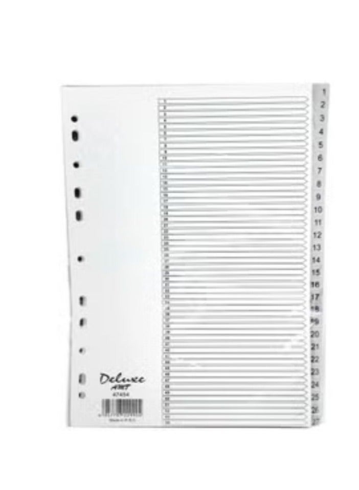 Deluxe فاصل رمادي 10 قطع 1-54 A4 بلاستيك - Image 1