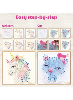 Hapinest String Art Craft Kit Gifts for Tween Girls Ages 10 11 12 Years Old  and Up | Makes 3 Designs - Unicorn, Cat, and Flower