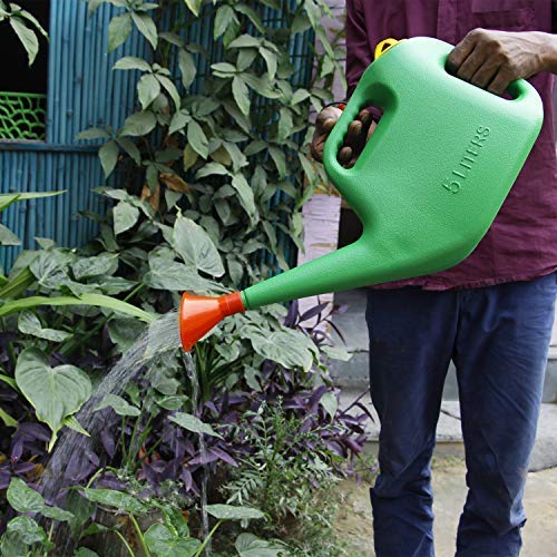 Leafy Tales 5 Litre Plastic Watering Can for Plants - Ergonomic Garden Water Can with Detachable Sprinkler - Lightweight & Durable Green Water Shower for Indoor Houseplants, Balcony & Outdoor Garden - Image 3