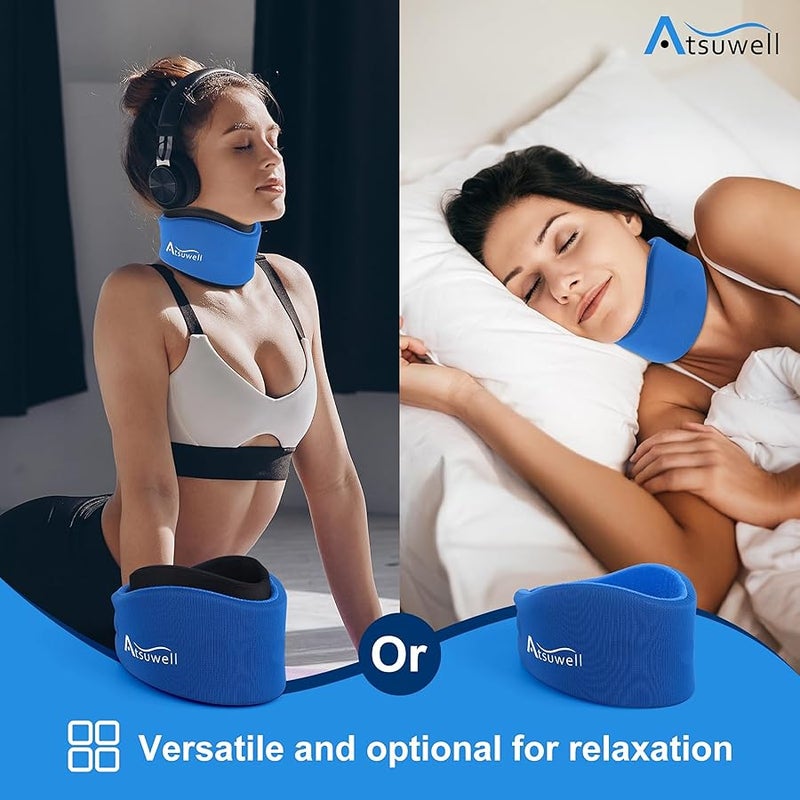 Atsuwell Neck Brace for Sleeping, Soft Cervical Collar for Neck Pain and Support, Adjustable Neck Support Brace with Hot Cold Gel Packs Reusable for Office Pressure, Surgery Recovery, Fatigue, Blue - Image 5