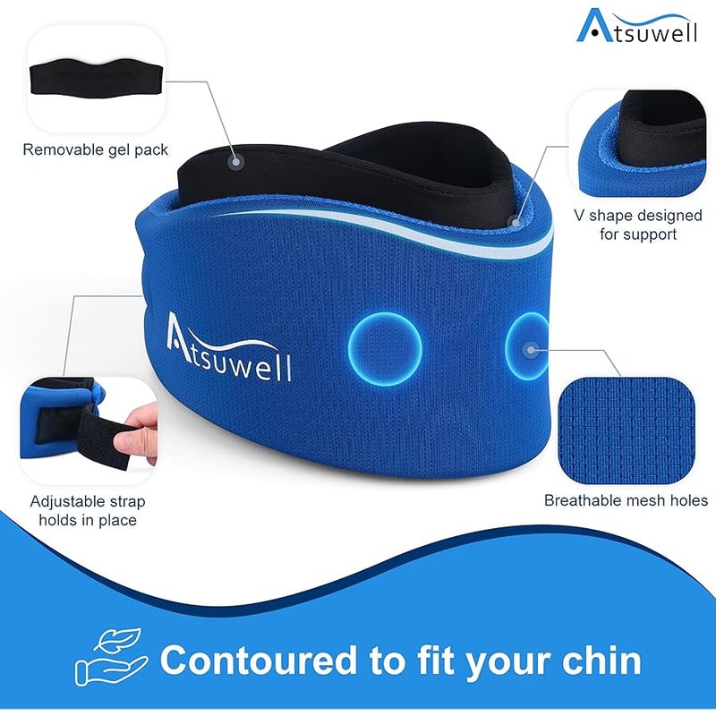 Atsuwell Neck Brace for Sleeping, Soft Cervical Collar for Neck Pain and Support, Adjustable Neck Support Brace with Hot Cold Gel Packs Reusable for Office Pressure, Surgery Recovery, Fatigue, Blue - Image 3