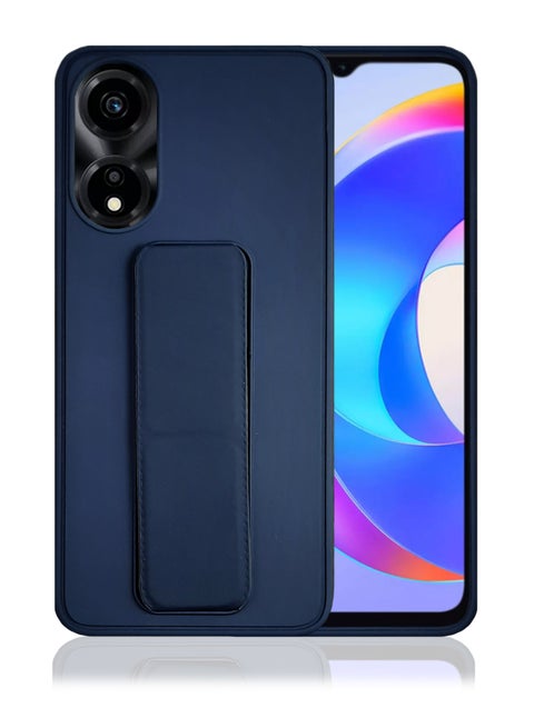 غطاء حماية من السيليكون الصلب لهاتف Honor X5 Plus مع حامل مغناطيسي وحامل خلفي أزرق داكن
