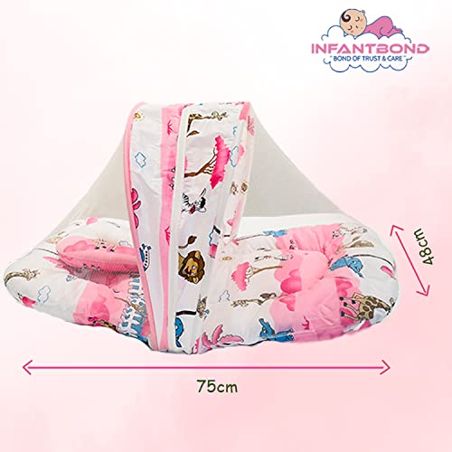 Infantbond Cotton Foldable Baby Mattress With Mosquito Net(0-6 Months) (Pink) - Image 3