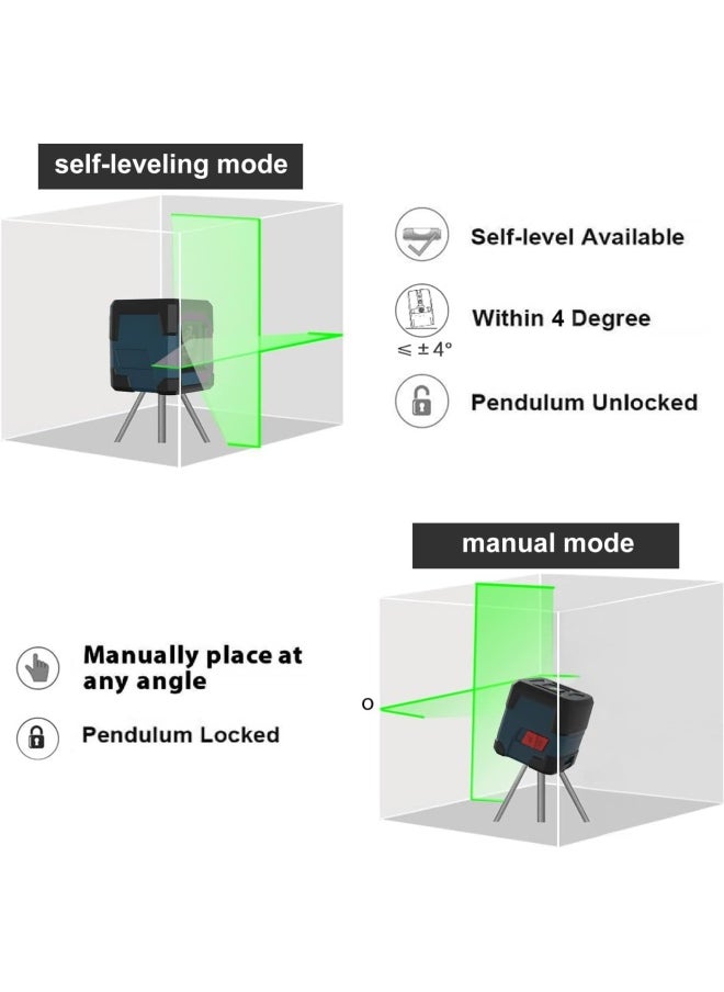 Generic Laser Level Green Rockseed Cross Laser Level Horizontal And Vertical Points Rotatable 360 Degree Self Levelling Laser Level With Manual/Self Leveling Mode Ip54 Anti Splash 1M Shockproof  - Image 2