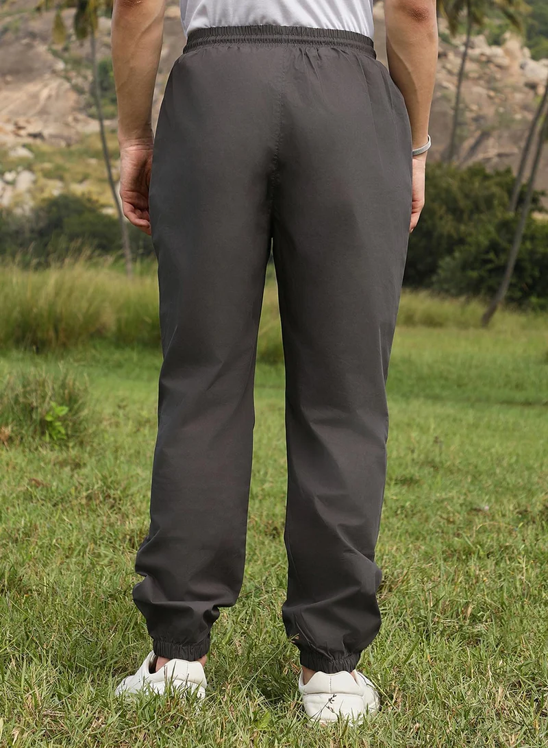 Campus Sutra Men's Charcoal Black Parachute Utility Trousers