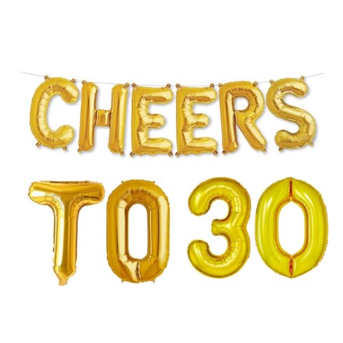 Balloonistics Cheers to Thirthy Foil Balloon Combo Number 30 Foil Balloon for Birthday and Anniversary - Image 1