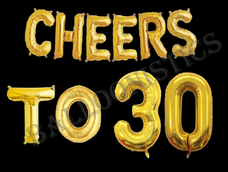 Balloonistics Cheers to Thirthy Foil Balloon Combo Number 30 Foil Balloon for Birthday and Anniversary - Image 3