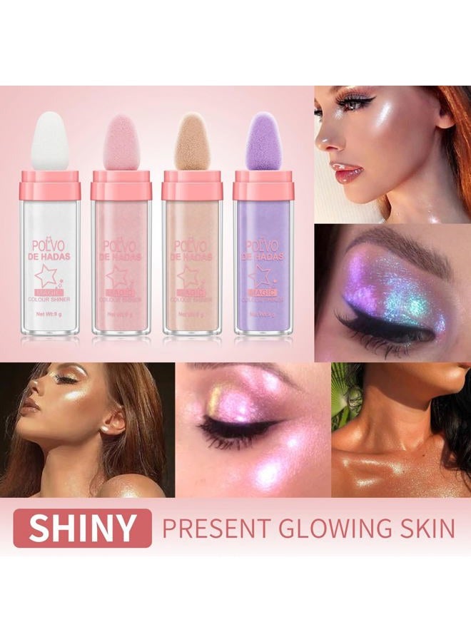 URQT Polvo De Hadas Fairy Dust Highlight Patting Powder - Full Body Contouring and Clavicle Pearlescent Patting Powder for Face and Eye, Christmas Sparkling Body Glitter (#02 Fairy Pink) - Image 3