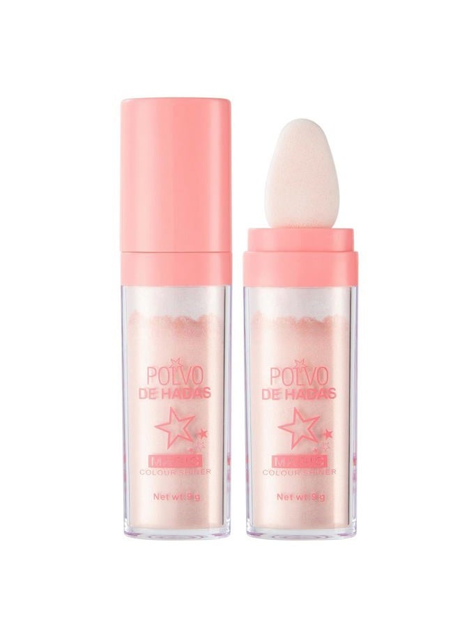 URQT Polvo De Hadas Fairy Dust Highlight Patting Powder - Full Body Contouring and Clavicle Pearlescent Patting Powder for Face and Eye, Christmas Sparkling Body Glitter (#02 Fairy Pink) - Image 1