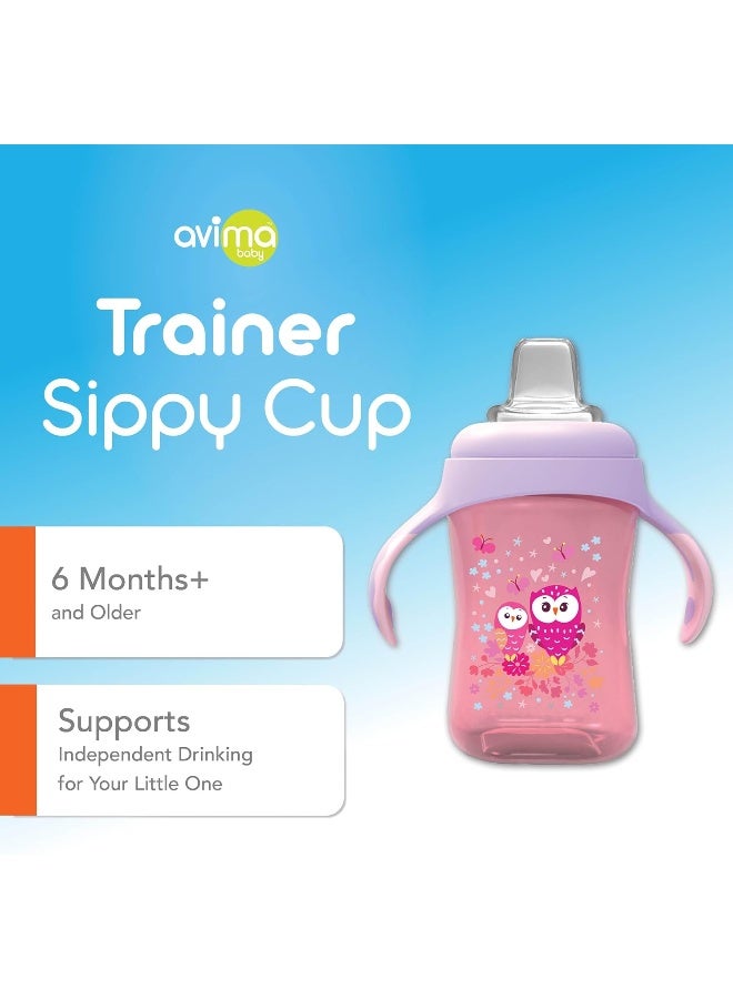 Avima Baby 10 oz Spill Proof Baby Sippy Cup w/Interchangeable Soft Spout Nipple - Trainer Sippy Cup with Handles - BPA Free & Dishwasher Safe Kids Cups - Set of 2, Pink - Image 2
