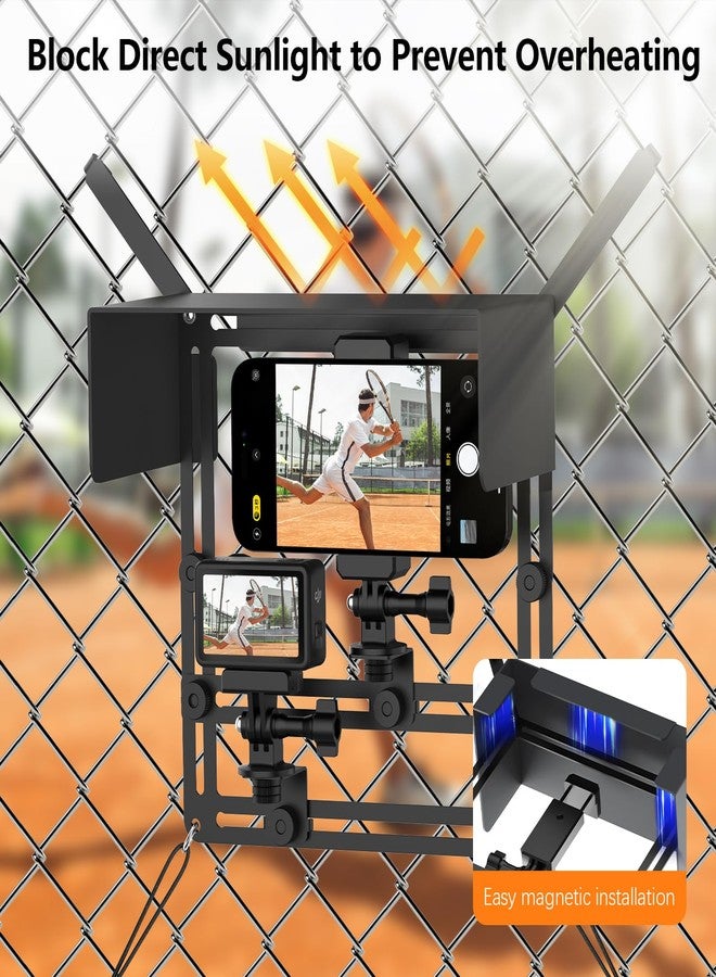 AMAZEAR Phone Fence Mount with Magnetic Shade, Action Camera Fence Mounting Kit for iPhone Samsung Mevo Start Go Pro, Phone Streaming Kit for Baseball Softball Tennis - Image 2