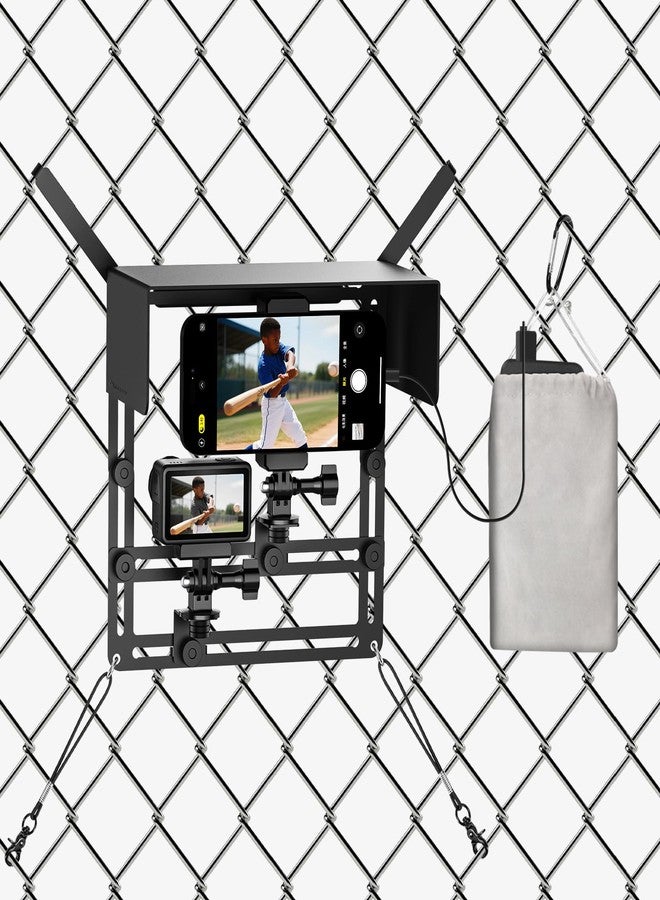 AMAZEAR Phone Fence Mount with Magnetic Shade, Action Camera Fence Mounting Kit for iPhone Samsung Mevo Start Go Pro, Phone Streaming Kit for Baseball Softball Tennis - Image 1