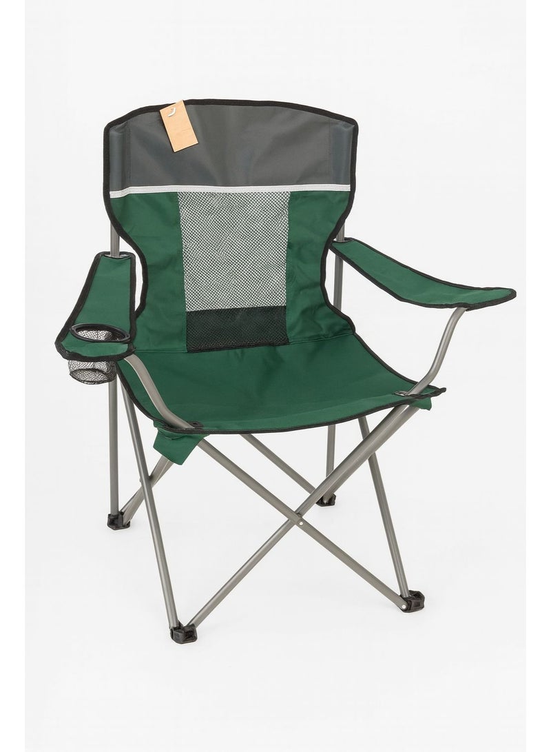 Portable Folding Beach Chair Multi-Purpose Camping Chair , Lightweight Patio Lawn Quad Chair for Outdoor Travel Picnic Hiking Supports 110kgs Load With Carry Bag [Green] - Image 1
