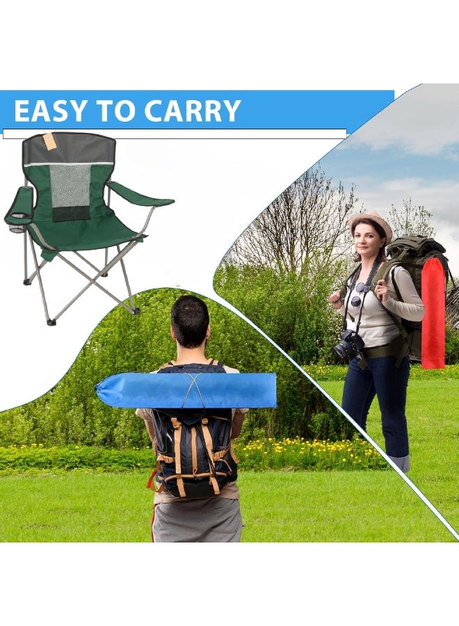 Portable Folding Beach Chair Multi-Purpose Camping Chair , Lightweight Patio Lawn Quad Chair for Outdoor Travel Picnic Hiking Supports 110kgs Load With Carry Bag [Green] - Image 3