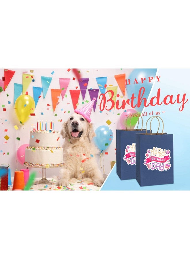 أكياس ورق كرافت من BagDream، 25 قطعة، مقاس 5.25 × 3 × 8 بوصات، أكياس هدايا ورقية صغيرة، أكياس تسوق، أكياس كرافت، أكياس حفلات، أكياس ورقية زرقاء داكنة بمقابض - Image 4