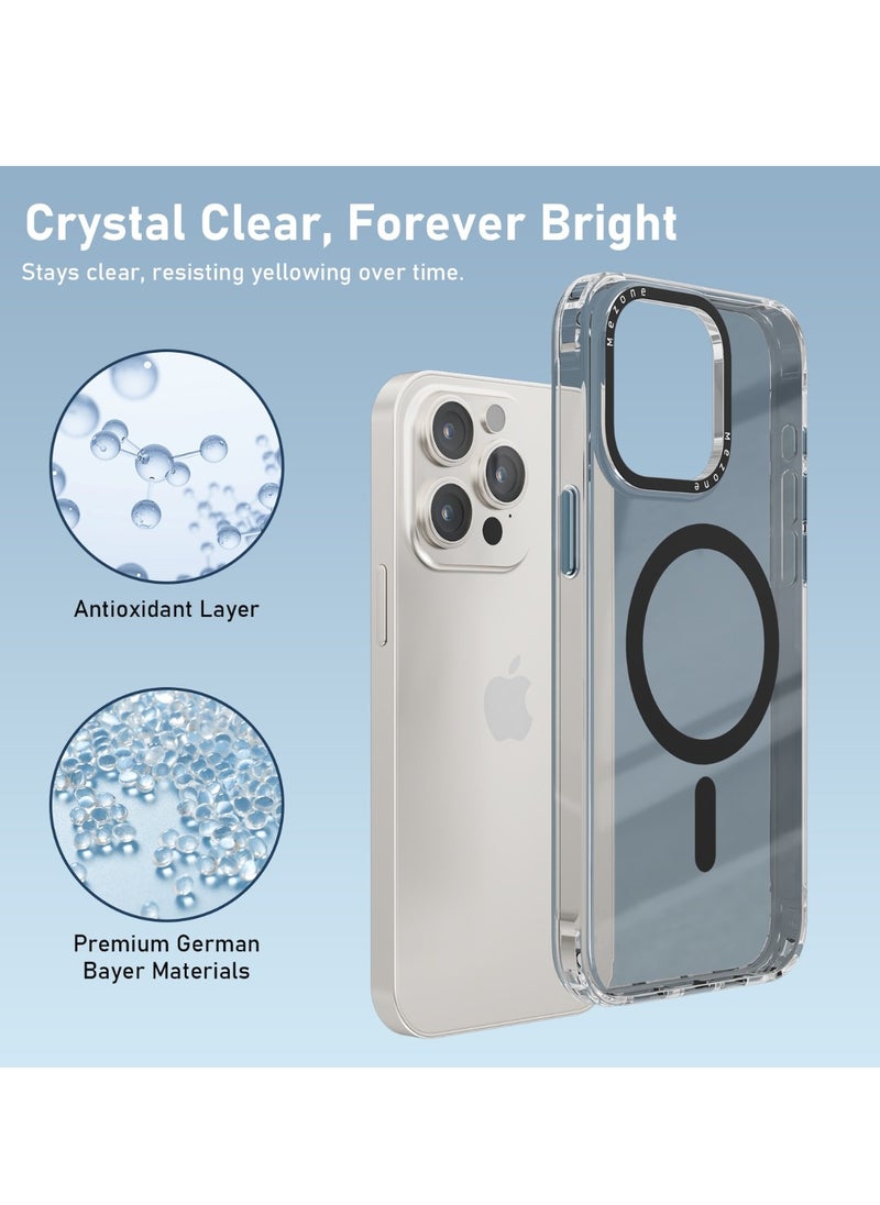 Mezone iPhone 15 Pro Max Clear MagSafe Phone Case, Shock Absorbing, Anti Scratch & Anti-Yellowing Case, Black  - Image 3