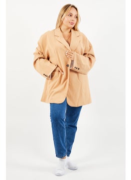 VERO MODA Women Regular Fit Solid Blazer Jacket, Tan  - Image 2