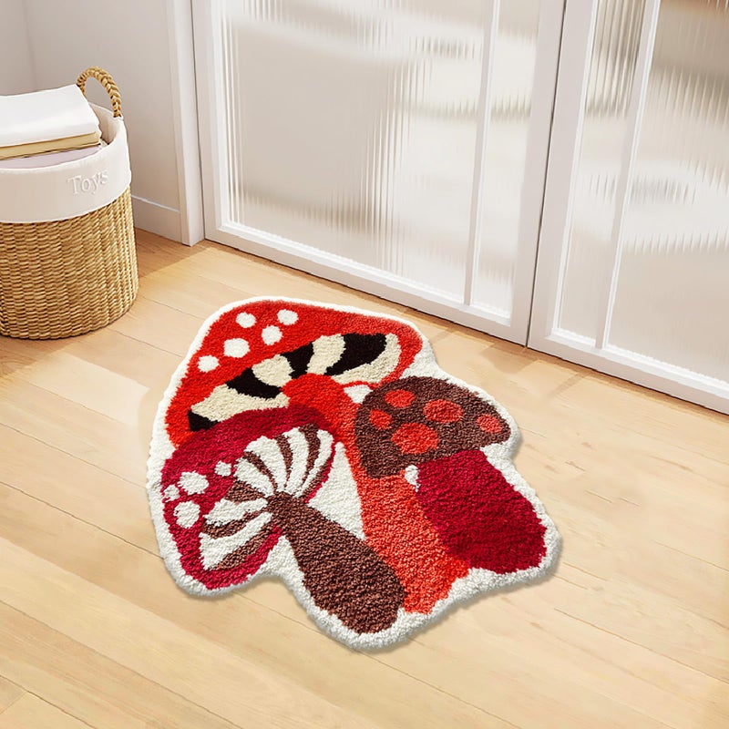 UKELER Kids Rugs Funny Cute Mushrooms Bath Mat Cartoon Rug for Kids Bedroom Non Slip Accent Shag Rug Ultra Soft Washable Bath Rug for Bathroom  Bedroom  Tub  Sink  Entry Way  28''?25'' - Image 2